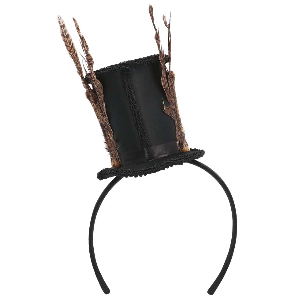 Serre-tête Chapeau Haut de Forme Goth Crânes et Plumes