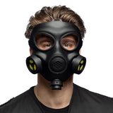 Masque à Gaz Noir avec Tuyaux Jaunes - Déguisement Adulte