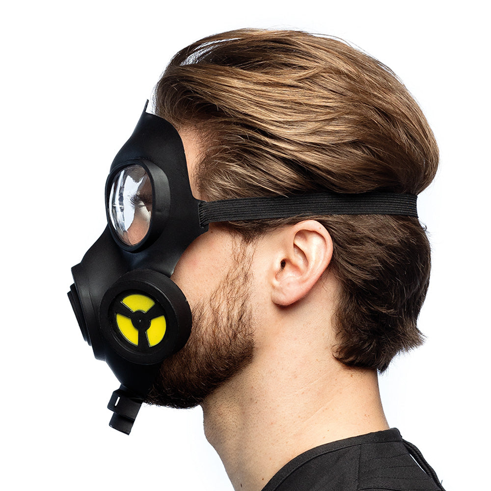 Masque à Gaz Noir avec Tuyaux Jaunes - Déguisement Adulte