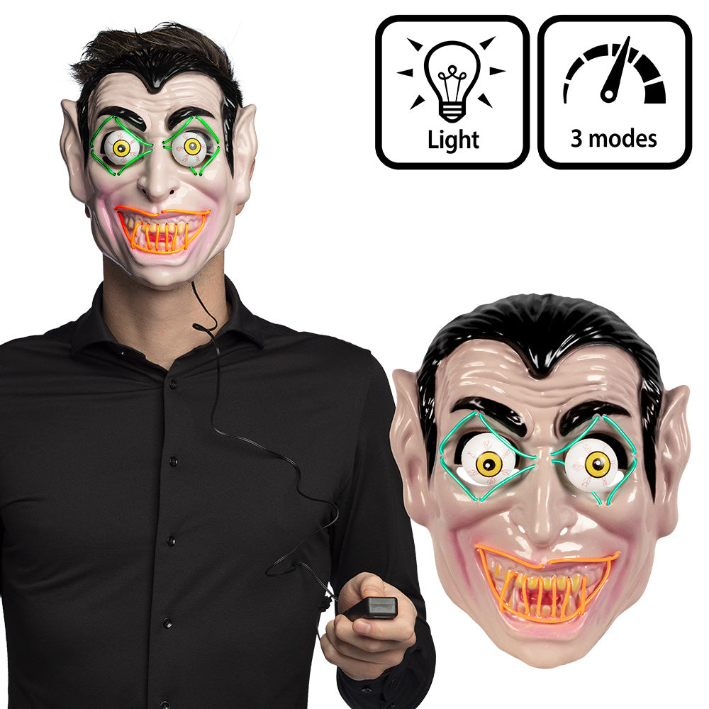 Masque LED Vampire Luminescent 3 Modes - Déguisement Adulte