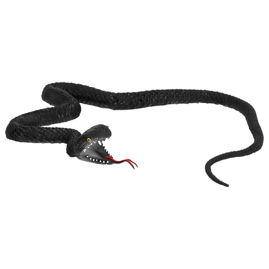 Serpent Noir Réaliste avec Tête Articulée - Accessoire Halloween