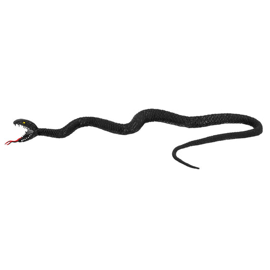 Serpent Noir Réaliste avec Tête Articulée - Accessoire Halloween