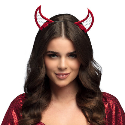 Serre-tête Cornes Diable Maille Rouge Halloween - 3 Designs