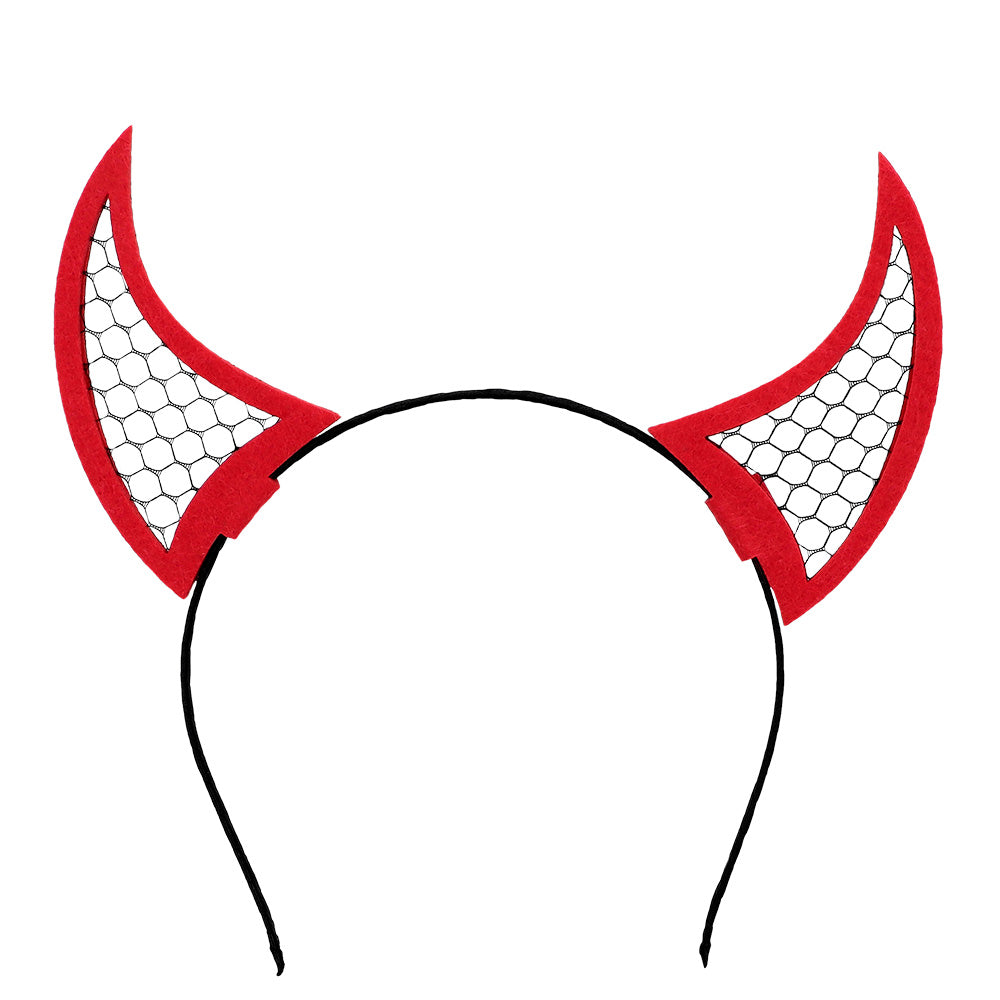 Serre-tête Cornes Diable Maille Rouge Halloween - 3 Designs
