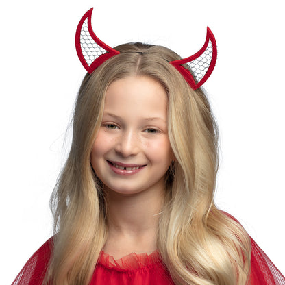 Serre-tête Cornes Diable Maille Rouge Halloween - 3 Designs