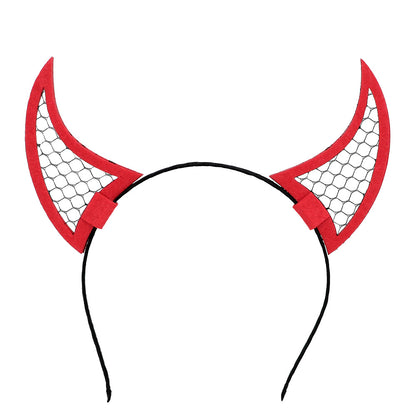Serre-tête Cornes Diable Maille Rouge Halloween - 3 Designs