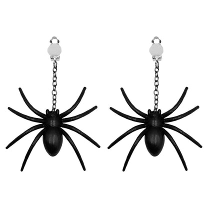 Boucles d'Oreilles Araignée Noire - Accessoire Halloween Gothique