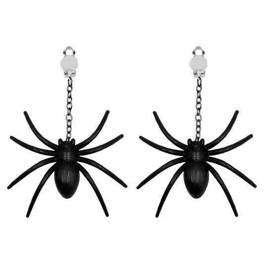 Boucles d'Oreilles Araignée Noire - Accessoire Halloween Gothique