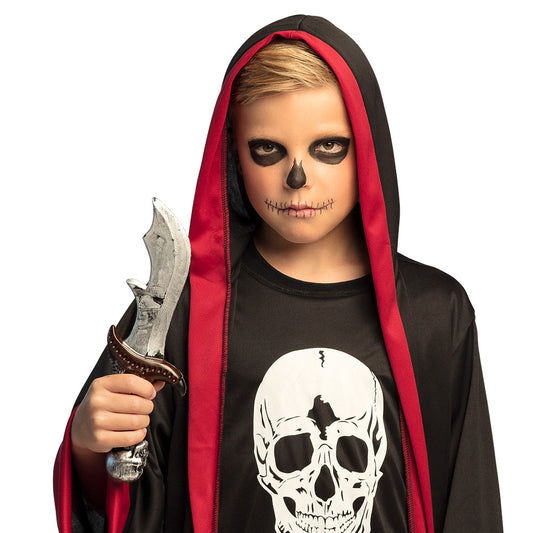 Déguisement Enfant Faucheur Skull Noir et Rouge avec Accessoires