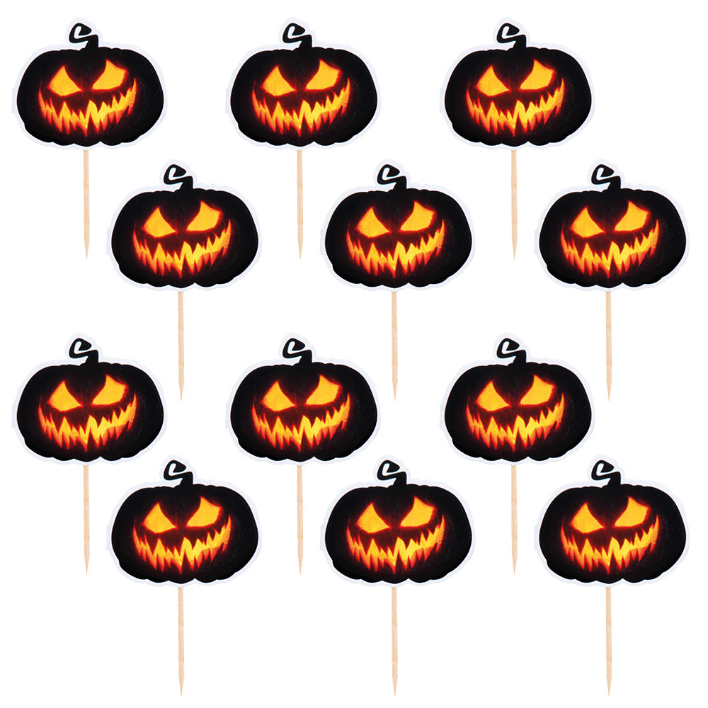 Piques Citrouille Halloween Lumineux - 12 Toothpicks Jack O'Lantern