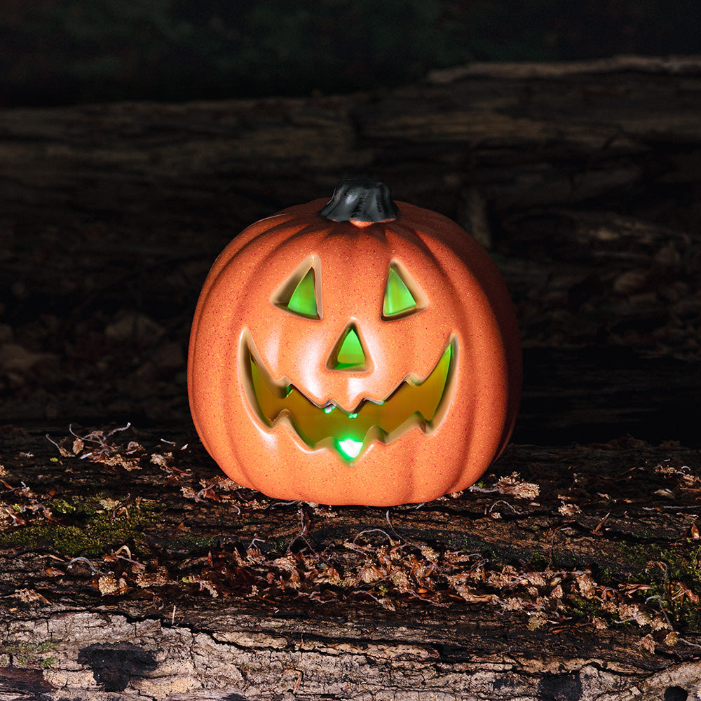 Citrouille Halloween LED Verte - Décoration Lumineuse Jack O'Lantern