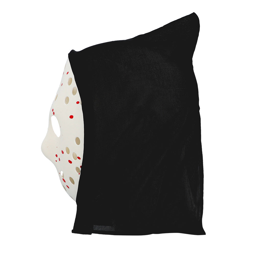 Masque Hockey Jason - Blanc Tacheté Noir et Rouge