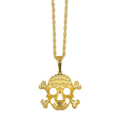 Collier Crâne & Os Pirate Doré avec Cristaux - Accessoire