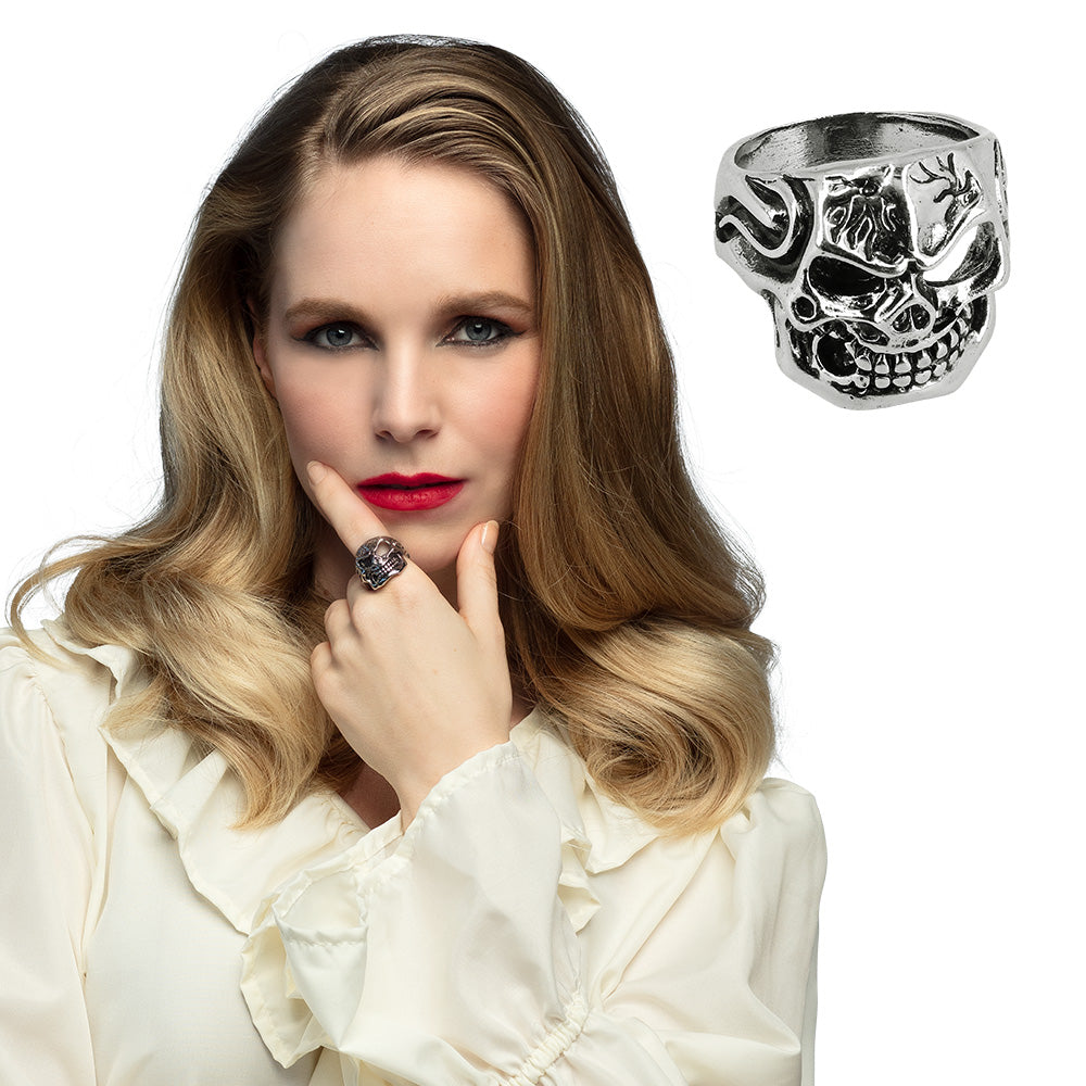 Bague Crâne Gothique Argent - Accessoire Rockstar Homme Femme