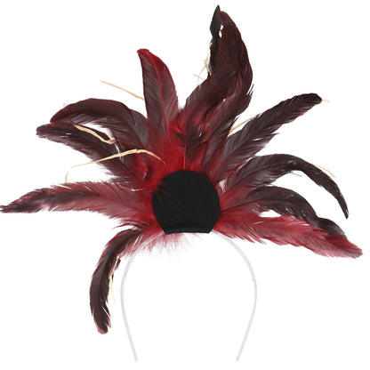 Serre-tête Plumes Luxe Crâne Noir - Accessoire Cabaret Gothique