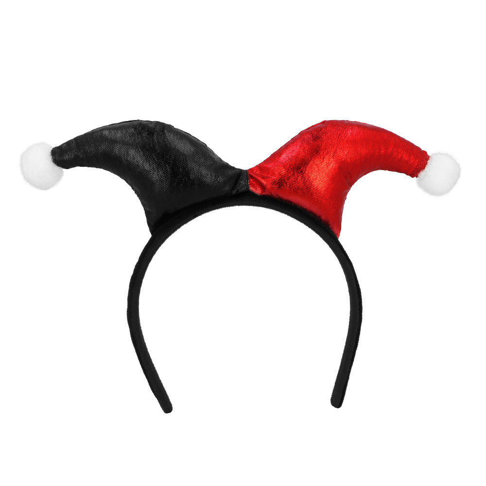 Masque et Serre-tête Arlequin noir et rouge - Déguisement