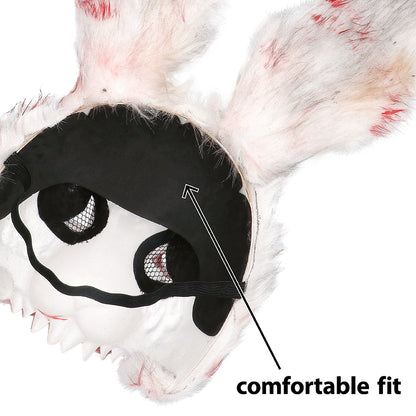 Masque de Lapin Blanc Sanglant - Déguisement Halloween Terrifiant
