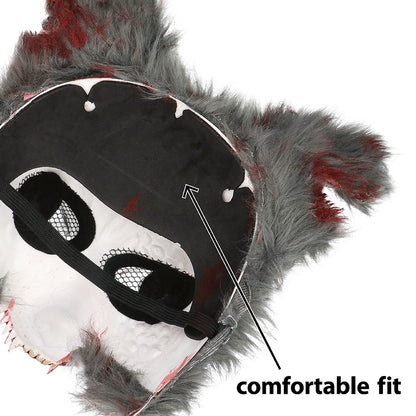 Masque Loup Zombie Gris Horrible Halloween - Déguisement Effrayant