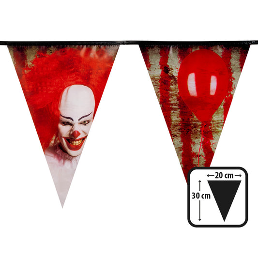Guirlande Fanions Clown Effrayant - Décoration Halloween 3m
