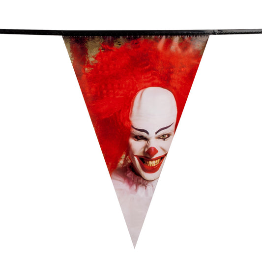 Guirlande Fanions Clown Effrayant - Décoration Halloween 3m