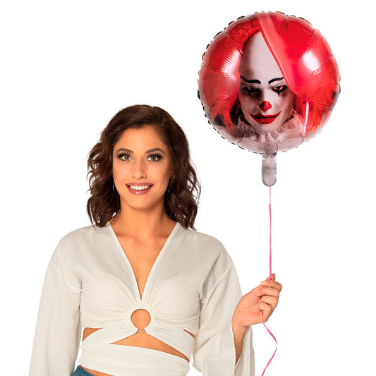 Ballon Hélium Clown Pennywise Visage Rouge - Décoration Fête