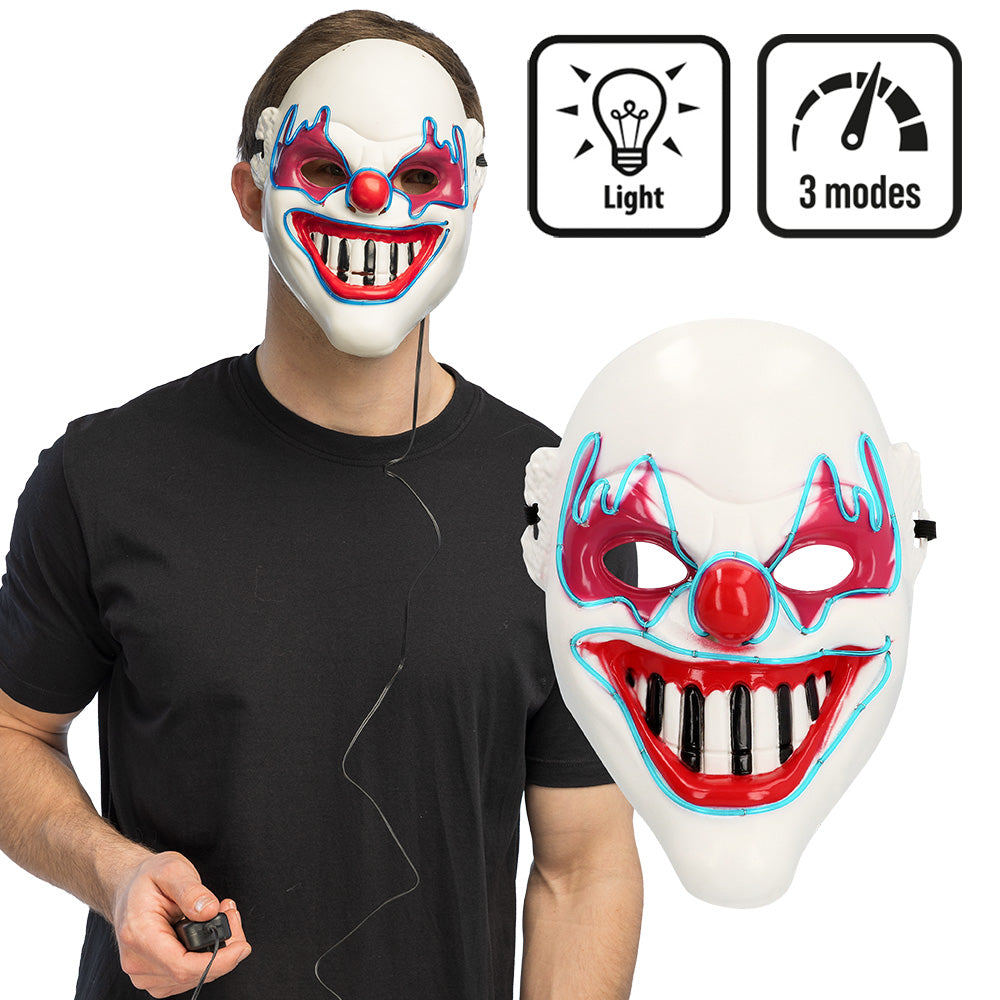 Masque Clown Lumineux LED - 3 Modes d'Éclairage
