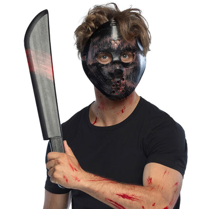 Masque Jason Hockey avec Machette Sanglante Halloween