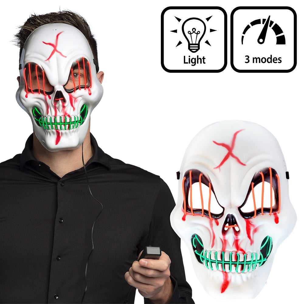Masque LED Lumineux 3 Modes - Déguisement Halloween Adulte