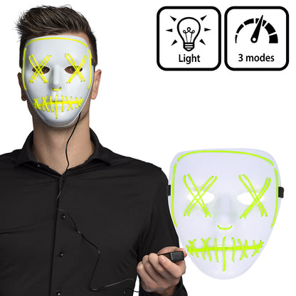 Masque LED Lumineux 3 Modes - Déguisement Halloween Adulte