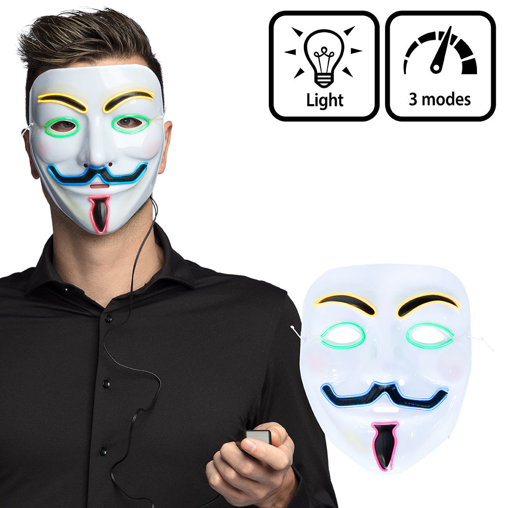 Masque LED Lumineux 3 Modes - Déguisement Halloween Adulte