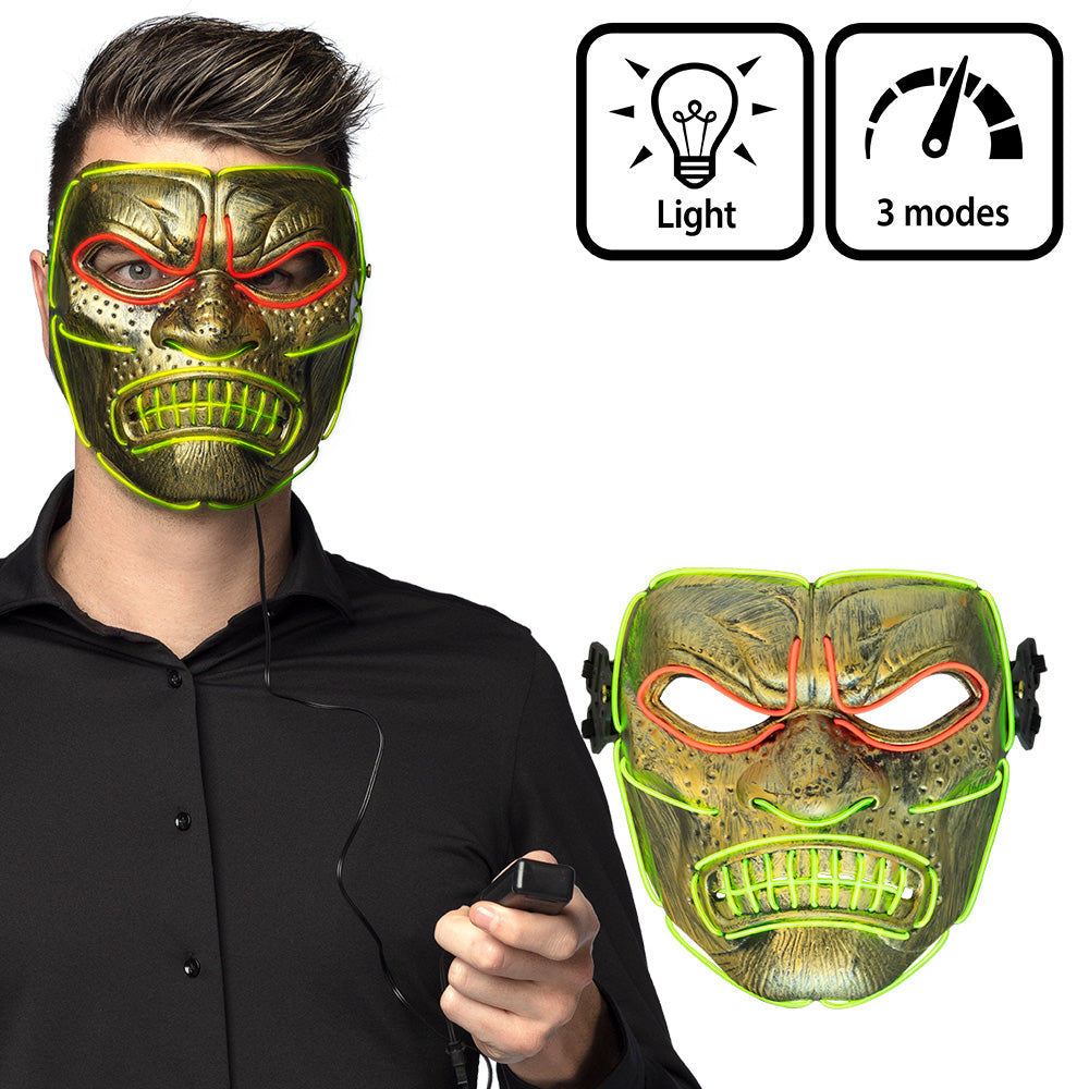 Masque LED Lumineux 3 Modes - Déguisement Halloween Adulte