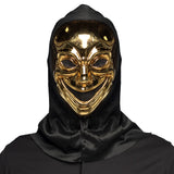 Masque Or Brillant avec Capuche Noire - Déguisement Mystérieux