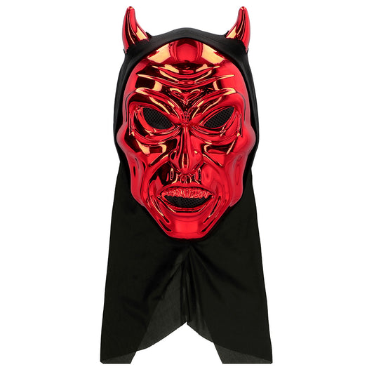 Masque Diable Rouge Métallisé avec Cornes - Déguisement Halloween