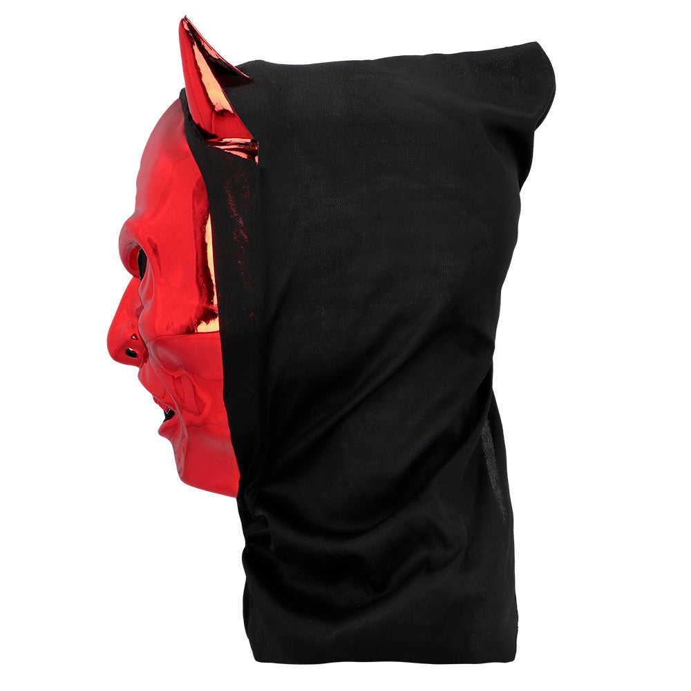 Masque Diable Rouge Métallisé avec Cornes - Déguisement Halloween