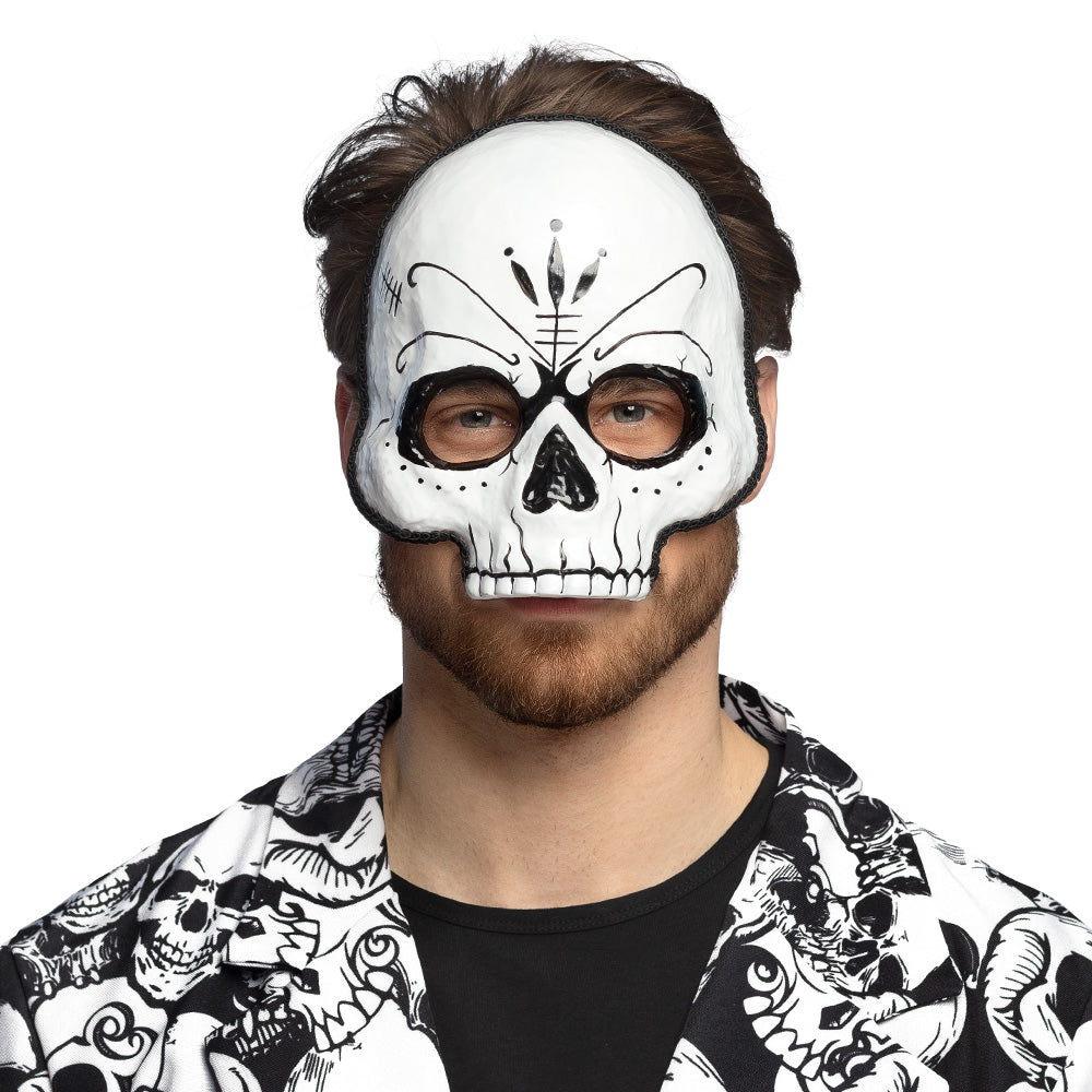 Masque Crâne Blanc Dia de Muertos - Déguisement Halloween