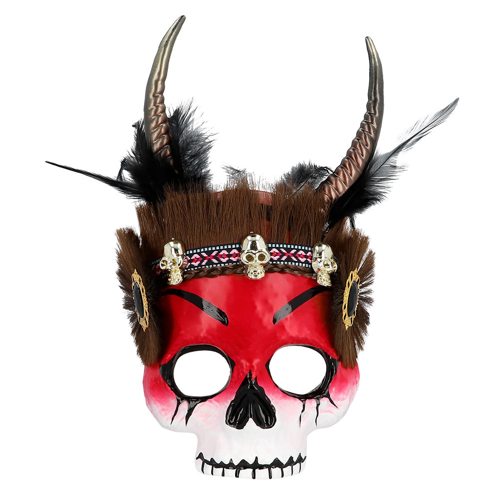 Masque Démon Luxe avec Cornes - Déguisement Halloween Adulte