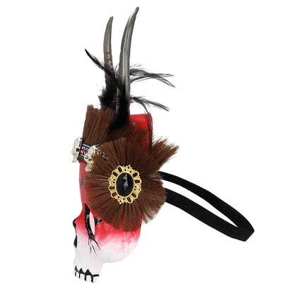 Masque Démon Luxe avec Cornes - Déguisement Halloween Adulte