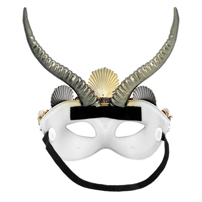 Masque Démon Cornes Doré - Accessoire Halloween Luxe