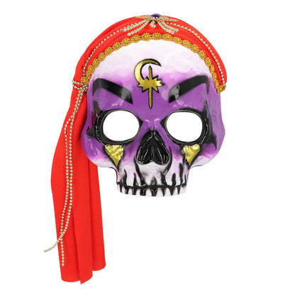 Masque Crâne Sorcière Mystique avec Voile Rouge et Accessoires