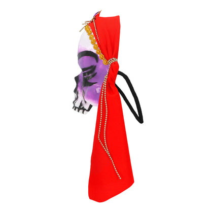 Masque Crâne Sorcière Mystique avec Voile Rouge et Accessoires