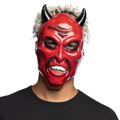 Masque Diable Cornes avec Cheveux Blancs - Déguisement Halloween
