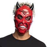 Masque Diable Cornes avec Cheveux Blancs - Déguisement Halloween