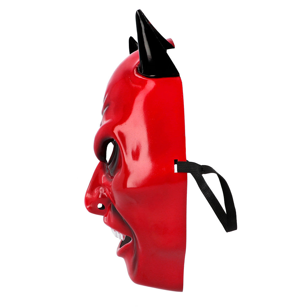 Masque Diable Cornes avec Cheveux Blancs - Déguisement Halloween