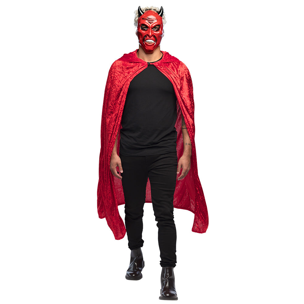 Masque Diable Cornes avec Cheveux Blancs - Déguisement Halloween