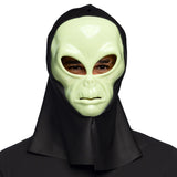 Masque Alien Phosphorescent avec Cagoule Noire - Déguisement Extraterrestre