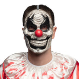 Masque Clown Squelette Blanc avec Nez Rouge - Déguisement Adulte