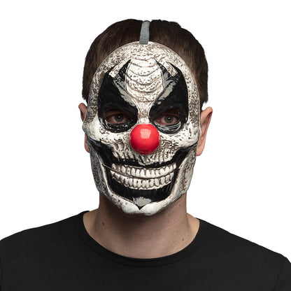 Masque Clown Squelette Blanc avec Nez Rouge - Déguisement Adulte