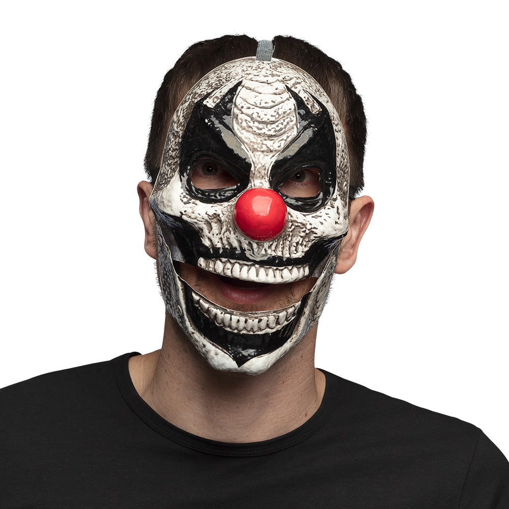 Masque Clown Squelette Blanc avec Nez Rouge - Déguisement Adulte