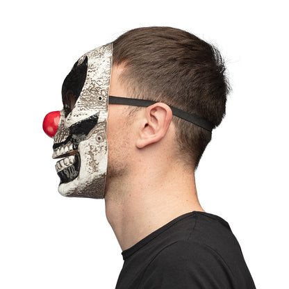 Masque Clown Squelette Blanc avec Nez Rouge - Déguisement Adulte