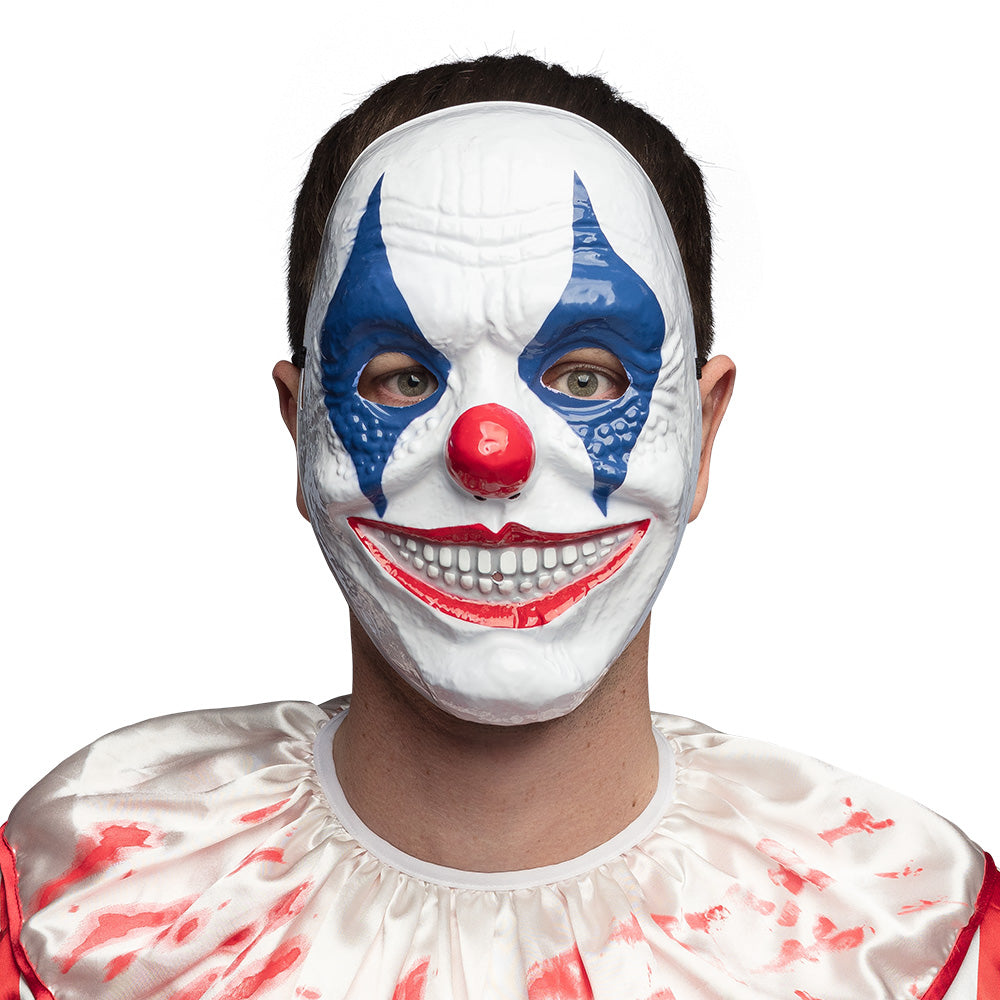 Masque de Clown Terrifying - Blanc Bleu Rouge avec Nez
